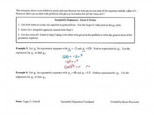 2.1 Notes Topic Part II Geometric Sequences Continued