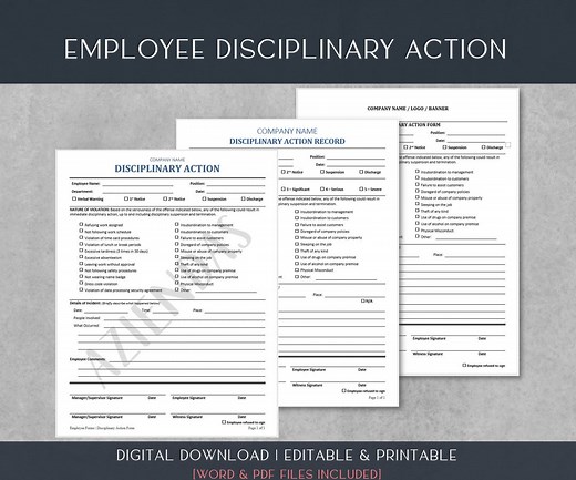 Employee Disciplinary Action Form: HR Write up Template (editable Word & PDF) - Etsy