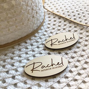 Engraved Wooden Name Tags for Work, Custom Name Tag, Magnetic Name Tags, Quality Name Badges, Personalized Wood Name Tags, Business Name Tag - Etsy