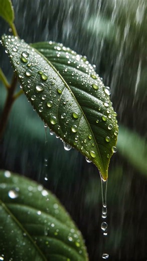 Rainy Day Therapy: Mesmerizing Water Drops on a Green Leaf | Nature's ASMR #asmr