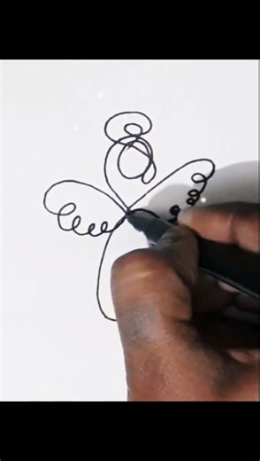 Christmas Special Cute Angel One Line Art ✨ | 24-Hour Drawing Challenge | Holiday Artwork 👼🎄 #shorts