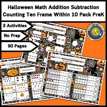 Halloween Count Add Subtract Ten Frame Math 10 Fact Fluency Place Value Logic