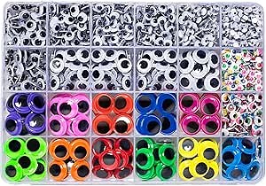 1700pcs Googly Wiggle Eyes Self Adhesive, for Craft Sticker Eyes Multi Colors and Sizes for DIY by ZZYI