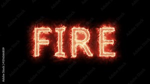 Fire text effect animation. A burning 4k text effect with transparent video template