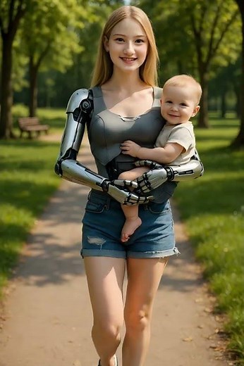 Beautiful Humanoid Robot Nanny — Baby’s Best Friend!