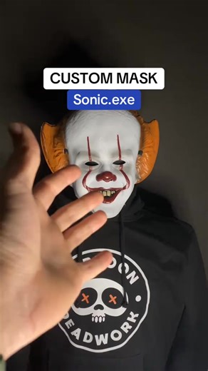 I turned a Pennywise Mask into a SONIC.EXE creation! #DIY #sonicexe #pennywise #masks #skulls #paintingchallenge #creepy #art | Cartoon Deadwork