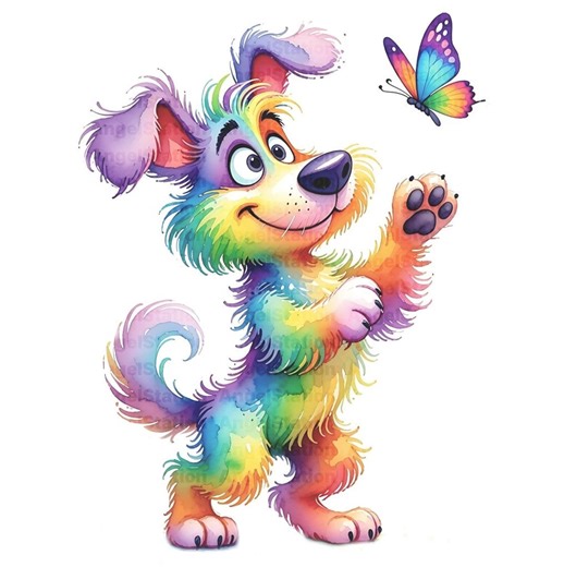 12 Whimsical Dog Clipart Quirky Colorful Dog Greeting Card Commercial Use Printable Watercolor Instant Download JPG PNG Nursery Gift Video - Etsy