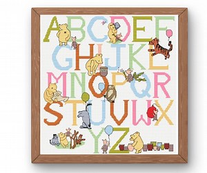 Classic Winnie-the-pooh Alphabet Cross Stitch Pattern: ABC Sampler (digital Download) - Etsy