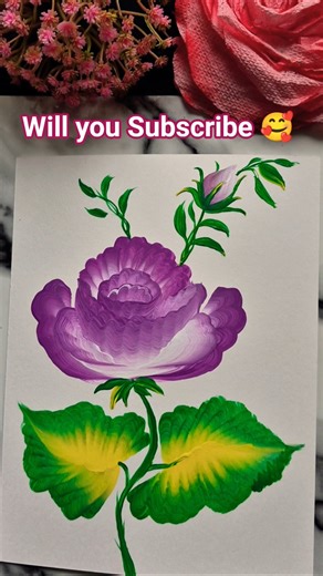Cool One-Stroke Rose Flower Painting 🖼 ✨️ #flowerpainting #reels #viral #trending #artwork #shorts