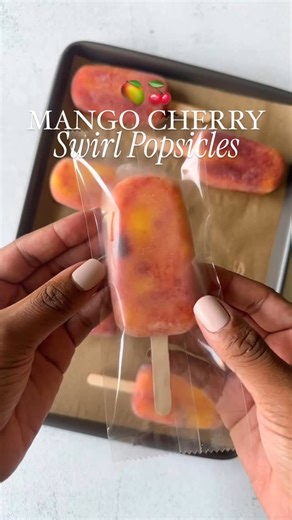 Lily Payen • Easy BLW & Toddler Recipes on Instagram: "MANGO CHERRY SWIRL POPSICLES🥭🍒 The easiest little summer treats made with real fruits and perfect for those hot days. I just got a mini bag sealer to package homemade popsicles and the boys always think they’re storebought😅 Comment ‘CHERRY’ down below and I’ll send you this recipe with links to my favorite popsicle molds along with these popsicle sleeves and mini bag sealer😊 #toddlersnacks #toddlerfood #homemadepopsicles #summerrecipes"