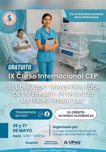 📌 Participa del IX Curso Internacional CEP y fortalece tus competencias en salud materno-neonatal junto a destacados ponentes nacionales e internacionales. 📝 Búscanos en FB como Colegio de Enfermeros del Perú, úbica la publicación e inscríbete. #enfermeria #enfermeriaperu #cep #colegiodeenfermerosdelperu #fyp