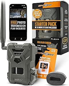 SPYPOINT Flex-M and SD Card Pack - Cellular Trail Cameras |Best Value in Hunting Accessories |No WiFi Needed & GPS-Enabled |Hunting Night Vision | IP65 Waterproof |28MP Photos, 720p Videos