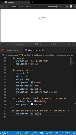 Custom checkbox click effect with html and css #shorts#coding #programming