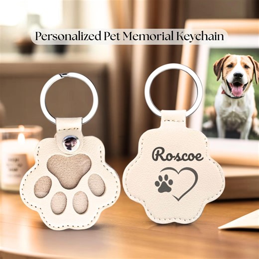 Personalized Pet Memorial Keychain, Custom Engraved Pet Hair Keepsake, Dog or Cat Loss Sympathy Gift - Etsy
