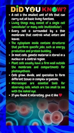 A cell is the smallest unit of life that can carry out all basic living functions.