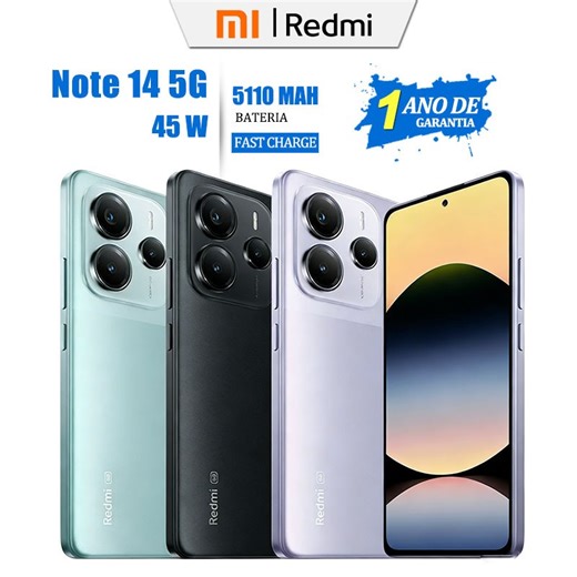 Celular Xiaomi Redmi Note 14 5G NFC 256GB+8GB RAM Câmera 108MP 5110MAH Original Versão Global NOVO | Shopee Brasil