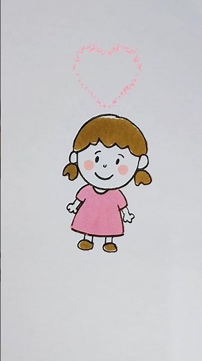 cute pink girl 🩷easy draw only few step #easydraw #drawingtutorial #pink