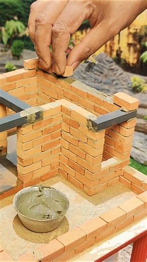 Building a Realistic Model House with Mini Bricks | #diy #shorts #youtubeshorts #craft