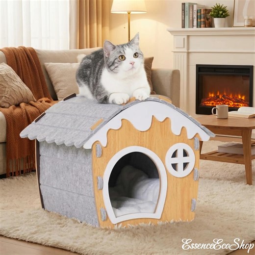 Giant Cat House 19” Tall – Large Indoor Cat Cave Bed With Tunnel, Soft & Cozy Pet Hideaway, Removable Washable Cushion - Etsy