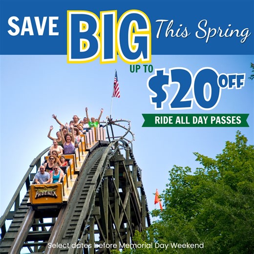 62 shares |  Spring can’t come soon enough! While we count down the days to our 99th season, we are offering incredible savings of up to $20 off Ride All Day Passes on select dates this spring! 朗 | Knoebels Amusement Resort | Facebook