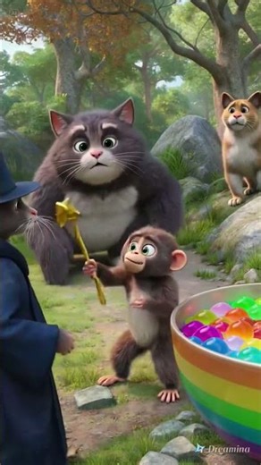 cat and monkey magic videos#shortvideo #funny #magicvideo