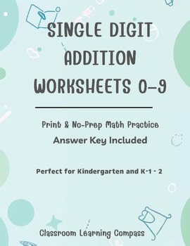 Single Digit Addition Worksheets 0–9  Math Fluency Practice  50 Pages + Answer