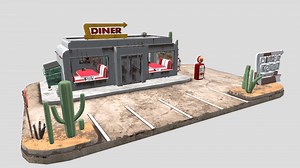 60's Diner Diorama - Download Free 3D model by sharonwilliamsxo