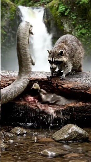 Shocking! Raccoon Smashes Snake to Steal DUCK from its Mouth! UNBELIEVABLE Showdown! #UltimateHunte