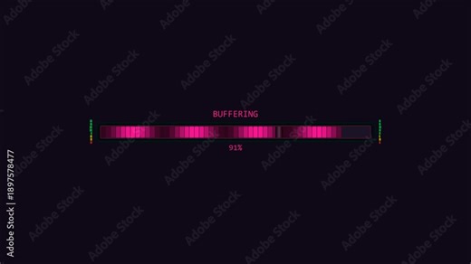 Loading animation for video with progress bar showing buffering status and completion percentage