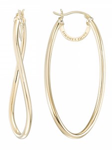 Simone I. Smith for Walmart Elongated Wave Hoop Earrings, Gold Tone, 51mm x 26mm - Walmart.com