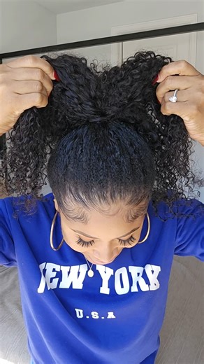 K I M • Hair + Fashion + Beauty on Instagram: "• This 360 curly crochet install was super quick to do and looks oh so realistic! Would Y’all Try This?! 🤔 Comment CROCHET for a DM with the full tutorial w/ crochet hair link 💕"