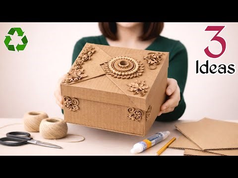 3 CREATIVE Ways to Transform Waste Cardboard into Beautiful Crafts ♻️😉||