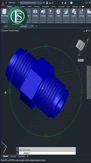 AutoCAD 3D, How to draw pipe fitting, union connector The End, #shorts