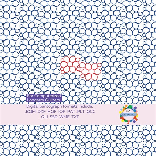 Floral Quilt Pantograph for Long Arm Quilting Easy Nesting Continuous Line Digital Download Pattern Edge to Edge Professional Stitch Format - Etsy