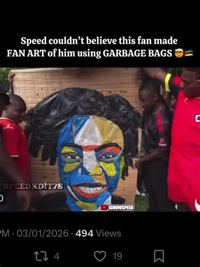 Speed FAN ART using GARBAGE BAGS 🤯🇲🇿 #ishowspeed #mozambique🇲🇿 #ishowspeedclipz