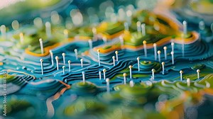 A map with colorcoded data points showing the locations of wind farms allowing for more efficient planning of renewable energy distribution.