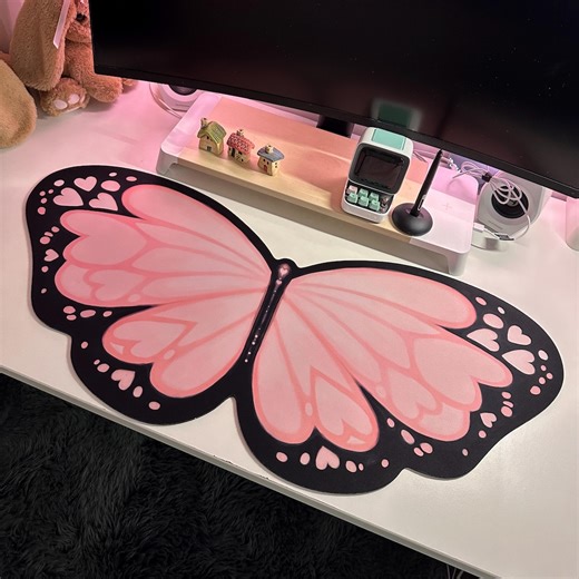 Pink Butterfly Deskmat 90x40cm Waterproof - Etsy