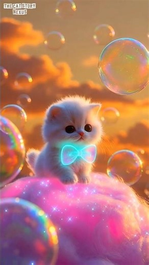 Magical Dreamland Adventures with a Cute Kitten 🐾✨ | Whimsical Cat World & Bubble Fun #cat #shorts