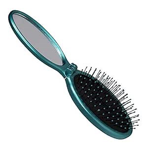 Wet Brush Pop Go Detangler, Blue Teal - Foldable, On-The-Go Design, Travel Brush, Ultrasoft IntelliFlex Bristles, Detangling Hairbrush, Built-In Mirror Handle, Wet & Dry, All Hair Types