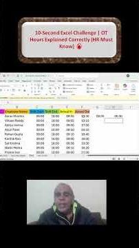 10-Second Excel Challenge | OT Hours Explained Correctly (HR Must Know) 🔥