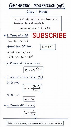 Class 11 Maths Geometric Progression All Formulas in 11 Sec 🔥 #maths#shorts#shortsfeed#trending