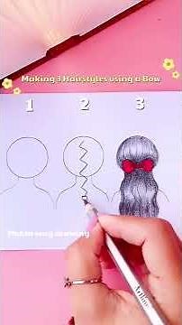 How to draw 3 Hairstyles using a Bow #Shorts #Hairstyles