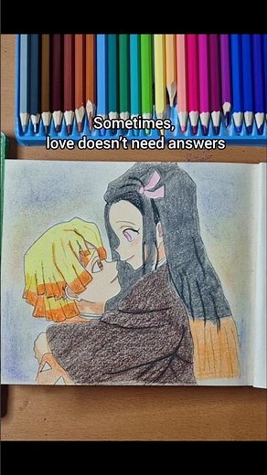 Zenitsu × Nezuko 🥰 #shortfeed #animedrawing