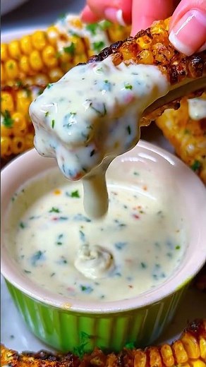 🌽🔥 Crispy Grilled Corn Ribs with Creamy Herb Sauce