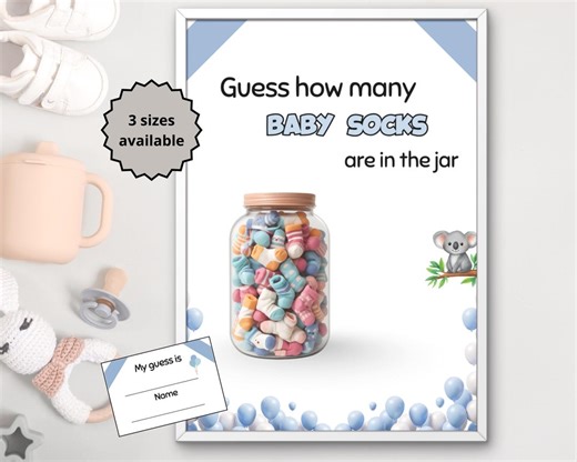 Guess How Many Socks Are in the Jar Game – Boy Baby Shower Printable, Baby Sock Guessing Game - Etsy
