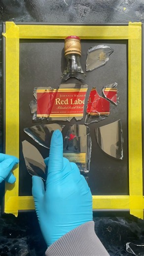 Johnnie Walker Red Label Broken Bottle Art | Luxury Whiskey Wall Art Reveal