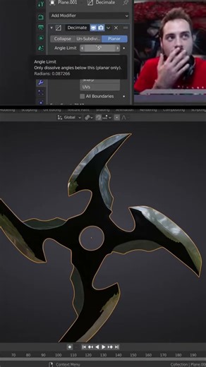 Pt.6 Modificador Decimate/Decimar en Blender #short #shorts #3d #blender #tutorial #tips