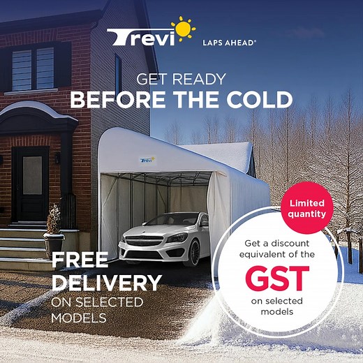 20 reactions | ❄️ 헧헵헶혀 현헶헻혁헲헿, 헺헮헸헲 혆헼혂헿 헺헼헿헻헶헻헴혀 헲헮혀헶헲헿! Reserve your Trévi car shelter today and get a discount equivalent to the GST on selected models. | Trévi | Facebook