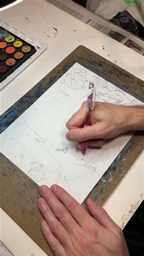 Sketching drafting a frame for my manga series