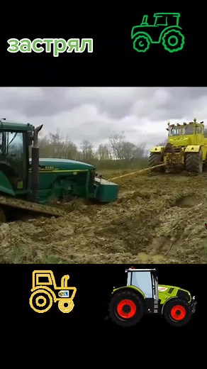 CASE Green Tractor Plowing the Muddy Field